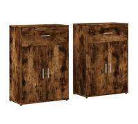 Helloshop26 Buffet bahut Commode Armoire Meuble de Rangement Organisateur Cuisine Salle de séjour Salons Lot de 2 60 x 30 x 84 cm Bois d'ingénierie Marron 02_0036736