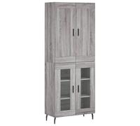 Helloshop26 Buffet bahut Commode Armoire Meuble de Rangement Organisateur Cuisine Salle de séjour Salon Haut Sonoma 69,5 x 34 x 180 cm Bois d'ingénierie Gris 02_0035469