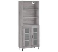Helloshop26 Buffet bahut Commode Armoire Meuble de Rangement Organisateur Cuisine Salle de séjour Salon Haut Sonoma 69,5 x 34 x 180 cm Bois d'ingénierie Gris 02_0035556