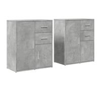 Helloshop26 Buffet bahut Commode Armoire Meuble de Rangement Organisateur Cuisine Salle de séjour Salons Lot de 2 60 x 31 x 70 cm Bois d'ingénierie Gris 02_0036858