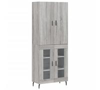 Helloshop26 Buffet bahut Commode Armoire Meuble de Rangement Organisateur Cuisine Salle de séjour Salon Haut Sonoma 69,5 x 34 x 180 cm Bois d'ingénierie Gris 02_0035515