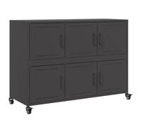 Helloshop26 Buffet bahut Commode Armoire Meuble de Rangement Organisateur Cuisine Salle de séjour Salon 100,5 x 39 x 72 cm Acier Noir 02_0035782