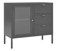 Helloshop26 Buffet bahut Commode Armoire Meuble de Rangement Organisateur Cuisine Salle de séjour Salon 75 x 35 x 70 cm Acier et Verre trempé Anthracite 02_0029711