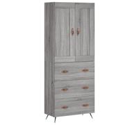 Helloshop26 Buffet bahut Commode Armoire Meuble de Rangement Organisateur Cuisine Salle de séjour Salon Haut Sonoma 69,5 x 34 x 180 cm Bois d'ingénierie Gris 02_0035578