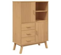 Helloshop26 Buffet bahut Commode Armoire Meuble de Rangement Organisateur Cuisine Salle de séjour Salon Haut 85 x 43 x 125 cm Bois Massif de pin Marron 02_0035149