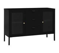 Helloshop26 Buffet bahut Commode Armoire Meuble de Rangement Organisateur Cuisine Salle de séjour Salon 105 x 35 x 70 cm Acier et Verre trempé Noir 02_0035836