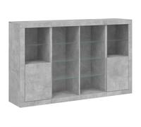 Helloshop26 Buffet bahut Commode Armoire Meuble de Rangement Organisateur Cuisine Salle de séjour Salon avec lumières LED 3 pcs Bois d'ingénierie Gris 02_0037221