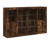 Helloshop26 Buffet bahut Commode Armoire Meuble de Rangement Organisateur Cuisine Salle de séjour Salon avec lumières LED 3 pcs Bois d'ingénierie Marron 02_0037209