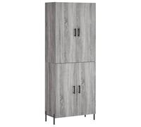Helloshop26 Buffet bahut Commode Armoire Meuble de Rangement Organisateur Cuisine Salle de séjour Salon Haut Sonoma 69,5 x 34 x 180 cm Bois d'ingénierie Gris 02_0035548