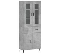 Helloshop26 Buffet bahut Commode Armoire Meuble de Rangement Organisateur Cuisine Salle de séjour Salon Haut 69,5 x 34 x 180 cm Bois d'ingénierie Gris 02_0034639