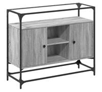 Helloshop26 Buffet bahut Commode Armoire Meuble de Rangement Organisateur Cuisine Salle de séjour Salon avec Dessus en Verre Sonoma Bois d'ingénierie Gris 02_0029768