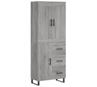 Helloshop26 Buffet bahut Commode Armoire Meuble de Rangement Organisateur Cuisine Salle de séjour Salon Haut Sonoma 69,5 x 34 x 180 cm Bois d'ingénierie Gris 02_0035418
