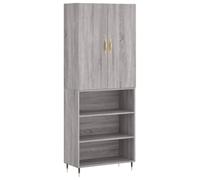 Helloshop26 Buffet bahut Commode Armoire Meuble de Rangement Organisateur Cuisine Salle de séjour Salon Haut Sonoma 69,5 x 34 x 180 cm Bois d'ingénierie Gris 02_0035594