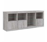 Helloshop26 Buffet bahut Commode Armoire Meuble de Rangement Organisateur Cuisine Salle de séjour Salon avec lumières LED Sonoma 164 x 37 x 67 cm Gris 02_0030060