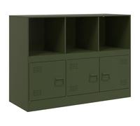 Helloshop26 Buffet bahut Commode Armoire Meuble de Rangement Organisateur Cuisine Salle de séjour Salon Olive 99 x 39 x 73 cm Acier Vert 02_0036593