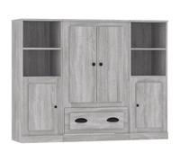 Helloshop26 Buffet bahut Commode Armoire Meuble de Rangement Organisateur Cuisine Salle de séjour Salon 3 pcs Sonoma Bois d'ingénierie Gris 02_0037193