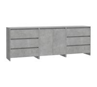 Helloshop26 Buffet bahut Commode Armoire Meuble de Rangement Organisateur Cuisine Salle de séjour Salons 3 pcs Bois d'ingénierie Gris 02_0037139