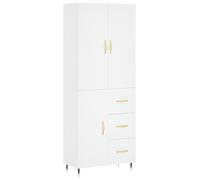 Helloshop26 Buffet bahut Commode Armoire Meuble de Rangement Organisateur Cuisine Salle de séjour Salon Haut 69,5 x 34 x 180 cm Bois d'ingénierie Blanc 02_0032667