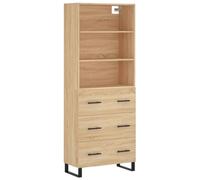 Helloshop26 Buffet bahut Commode Armoire Meuble de Rangement Organisateur Cuisine Salle de séjour Salon Haut Sonoma 69,5 x 34 x 180 cm Bois d'ingénierie Marron 02_0034150