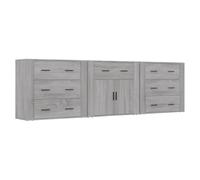 Helloshop26 Buffet bahut Commode Armoire Meuble de Rangement Organisateur Cuisine Salle de séjour Salons 3 pcs Sonoma Bois d'ingénierie Gris 02_0037187