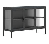 Helloshop26 Buffet bahut Commode Armoire Meuble de Rangement Organisateur Cuisine Salle de séjour Salon 105 x 35 x 70 cm Verre et Acier Noir 02_0035837