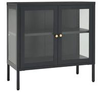 Helloshop26 Buffet bahut Commode Armoire Meuble de Rangement Organisateur Cuisine Salle de séjour Salon 70 x 35 x 70 cm Acier et Verre Anthracite 02_0029709