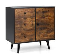 Helloshop26 Buffet Bas Industriel Buffet scandinave 3 tiroirs Placard à Porte étagère réglable kit Anti Renversement Inclus Meuble Bas 73 x 40 x 76,5 cm café 20_0007944