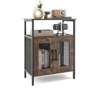 Helloshop26 Buffet de Cuisine Industriel à 2 Portes en Treillis 60 x 34 x 79 cm pour Salon Salle à Manger Cuisine Marron Rustique 20_0005629