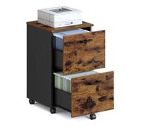 Helloshop26 Caisson 2 tiroirs Placard Bureau sur roulettes 40 x 42 x 70 cm pour Documents A4 dossiers Suspendus Style Industriel Marron 12_0004788