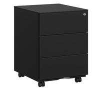 Helloshop26 Caisson Armoire de Bureau Mobile verrouillable avec 3 tiroirs Rangement de Documents Papeterie préassemblé pour Bureau Bureau à Domicile 39 x 45 x 55 cm Noir Mat 12_0004819