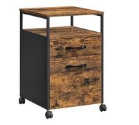 Helloshop26 Caisson de Bureau 2 tiroirs Placard de Rangement Mobile 41 x 45 x 66 cm avec roulettes Emplacement Ouvert Style Industriel Marron Rustique et Noir 12_0004799
