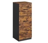 Helloshop26 Caisson de Bureau à 3 tiroirs Meuble de Rangement de Document Support d’imprimante 3 tiroirs verrouillables 40 x 41 x 103 cm Rail de Suspension réglable pour dossiers Marron 12_0004804