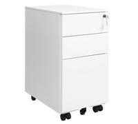 Helloshop26 Caisson de Bureau à roulettes avec 3 tiroirs et classeur Suspendu 30 x 45 x 60 cm Armoire de Bureau verrouillable pour dossiers et Documents Corps d'armoire prémonté Blanc 12_0004807