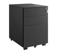 Helloshop26 Caisson de Bureau à roulettes avec 3 tiroirs et classeur Suspendu Armoire de Bureau verrouillable pour dossiers et Documents Corps d'armoire prémonté Noir 12_0004806