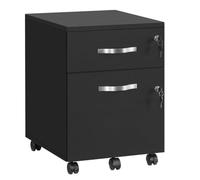 Helloshop26 Caisson de Bureau Caisson de Rangement classeur armoires Basses 2 tiroirs pour dossiers Suspendus Noir 12_0004813