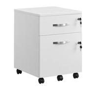 Helloshop26 Caisson de Bureau Caisson de Rangement classeur armoires Basses 2 tiroirs pour dossiers Suspendus Blanc 12_0004814