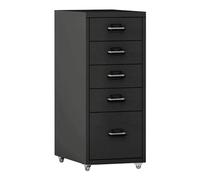 Helloshop26 Caisson de Bureau Meuble de Rangement pour Documents dossiers Fournitures de Bureau à roulettes avec 5 tiroirs 69 x 28 x 41 cm Noir 03_0006330