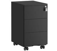 Helloshop26 Caisson de Bureau Mobile 39 x 45 x 55 cm verrouillable avec 3 tiroirs Rangement de Documents Papeterie préassemblé pour Bureau Bureau à Domicile Noir 12_0004823