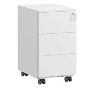 Helloshop26 Caisson de Bureau Mobile verrouillable avec 3 tiroirs 39 x 45 x 55 cm Rangement de Documents Papeterie préassemblé pour Bureau Bureau à Domicile Blanc 12_0004824