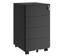 Helloshop26 Caisson de Bureau Mobile verrouillable avec 3 tiroirs Rangement de Documents Papeterie préassemblé pour Bureau Bureau à Domicile 39 x 45 x 55 cm Noir Mat 12_0004821