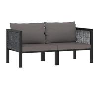 Helloshop26 Canapé à 2 Places avec Coussins 136 x 68 x 64 cm résine tressée Anthracite 02_0013295