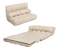 Helloshop26 Canapé Convertible 2 Places Pliable 113 x 179 x 10 cm Dossier réglable Design Moderne et Confortable en suède Beige 20_0011004