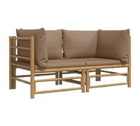Helloshop26 Canapés d'angle de Jardin avec Coussins Taupe 2 pièces Bambou 02_0013316