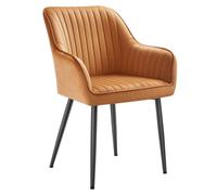 Helloshop26 Chaise de Salle à Manger Fauteuil siège rembourrée avec accoudoirs Largeur d’Assise 49 cm Pieds en métal revêtement en Velours Charge 110 kg pour Salon Chambre Marron 12_0004908