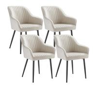 Helloshop26 Chaise de Salle à Manger Fauteuil siège rembourrée avec accoudoirs Largeur d’Assise 49 cm Pieds en métal revêtement en Velours Charge 110 kg pour Salon Chambre Beige 12_0004914