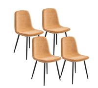 Helloshop26 Chaises de Salle à Manger Lot de 4 Support métallique Pieds réglables Nettoyage Facile chaises de Cuisine Tissu Chenille PU texturé glacé Marron 12_0004986