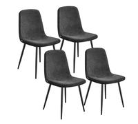 Helloshop26 Chaises de Salle à Manger Lot de 4 Support métallique Pieds réglables Nettoyage Facile chaises de Cuisine Tissu Chenille PU texturé Gris 12_0004985