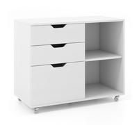 Helloshop26 Classeur à 3 tiroirs Support d'imprimante Mobile 81 x 40 x 66,5 cm Rangement optimisé Design Moderne en Bois d'ingénierie Blanc 20_0011445