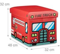 Helloshop26 Coffre à Jouets synthétique boîte Couvercle Tabouret Pouf Enfant Pliable Rouge 13_0000781_3