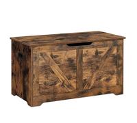 Helloshop26 Coffre de Rangement intérieur Banc à Chaussures Pouf Banquette Rangement pour Jouet Enfant avec charnières de sécurité Style Grange 100 x 40 x 46 cm Marron Rustique 12_0005141